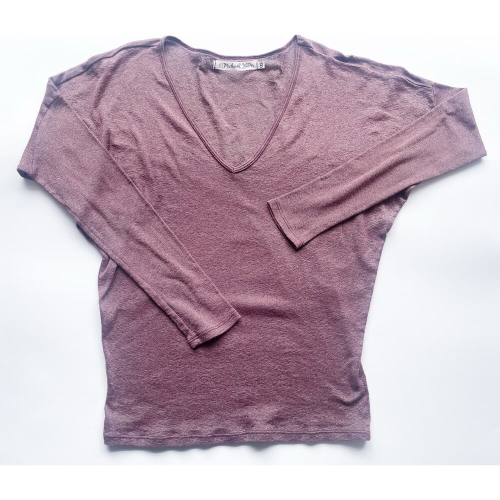 Women's Michael Stars Mauve Deep V-neck Long Sleeve Top One Size